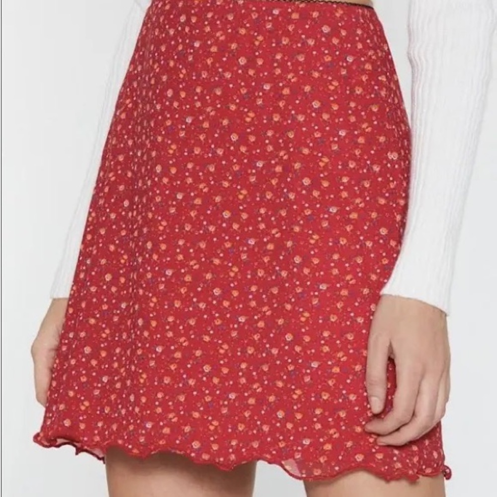 Nasty Gal Red Floral Mini Skirt Small